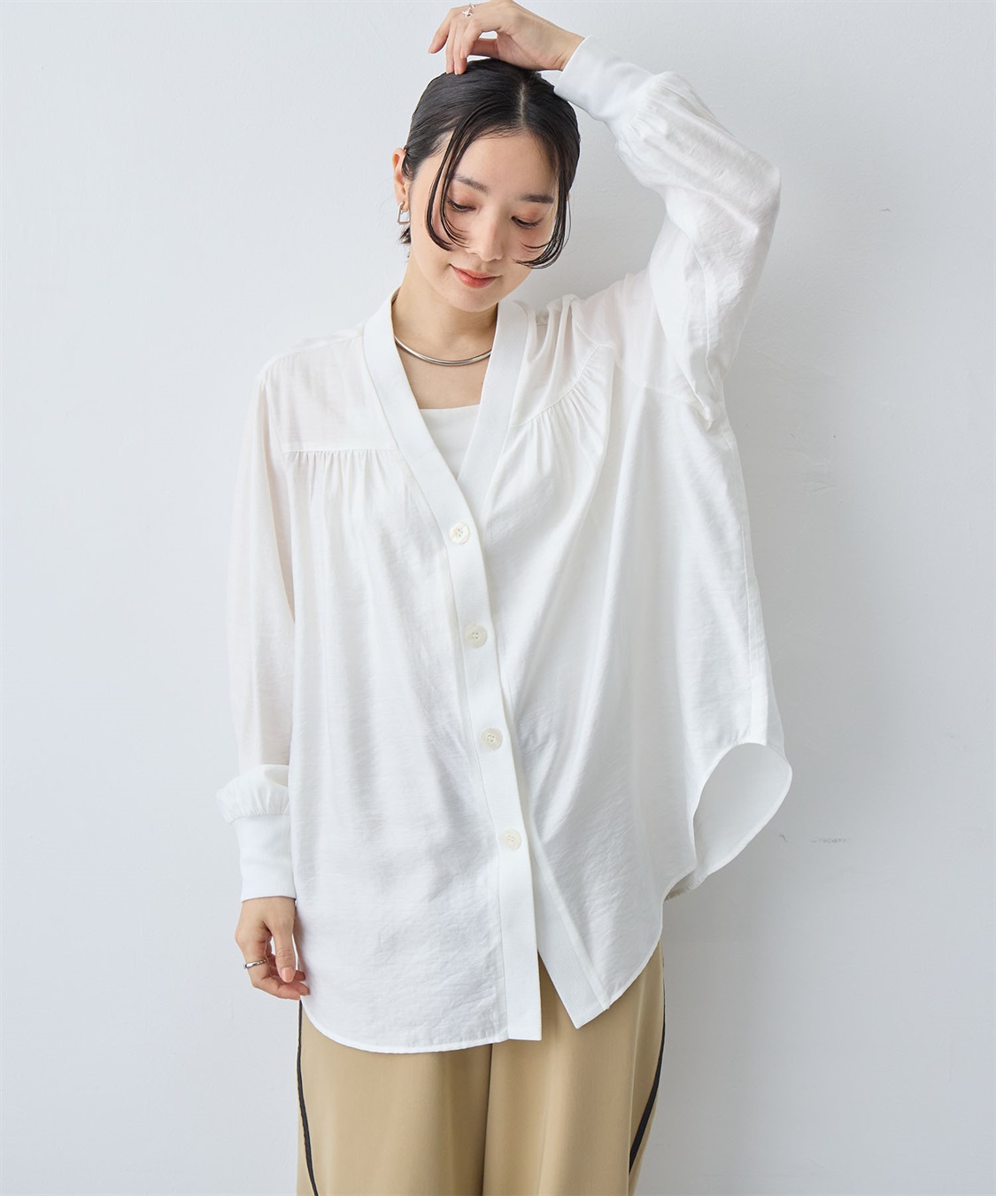 anyfee 【anyfee/大きいサイズ】シアーシャツカーディガン（2026SS）_sub_2