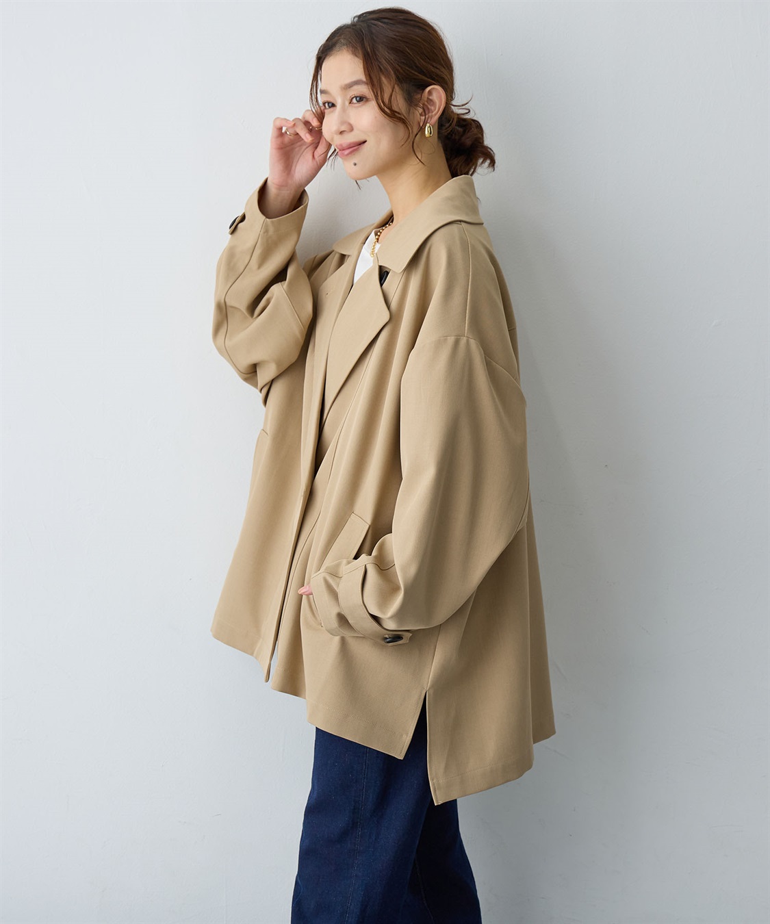 Life Style by cross marche 【anyfee/大きいサイズ】トレンチライクショートブルゾン_sub_8