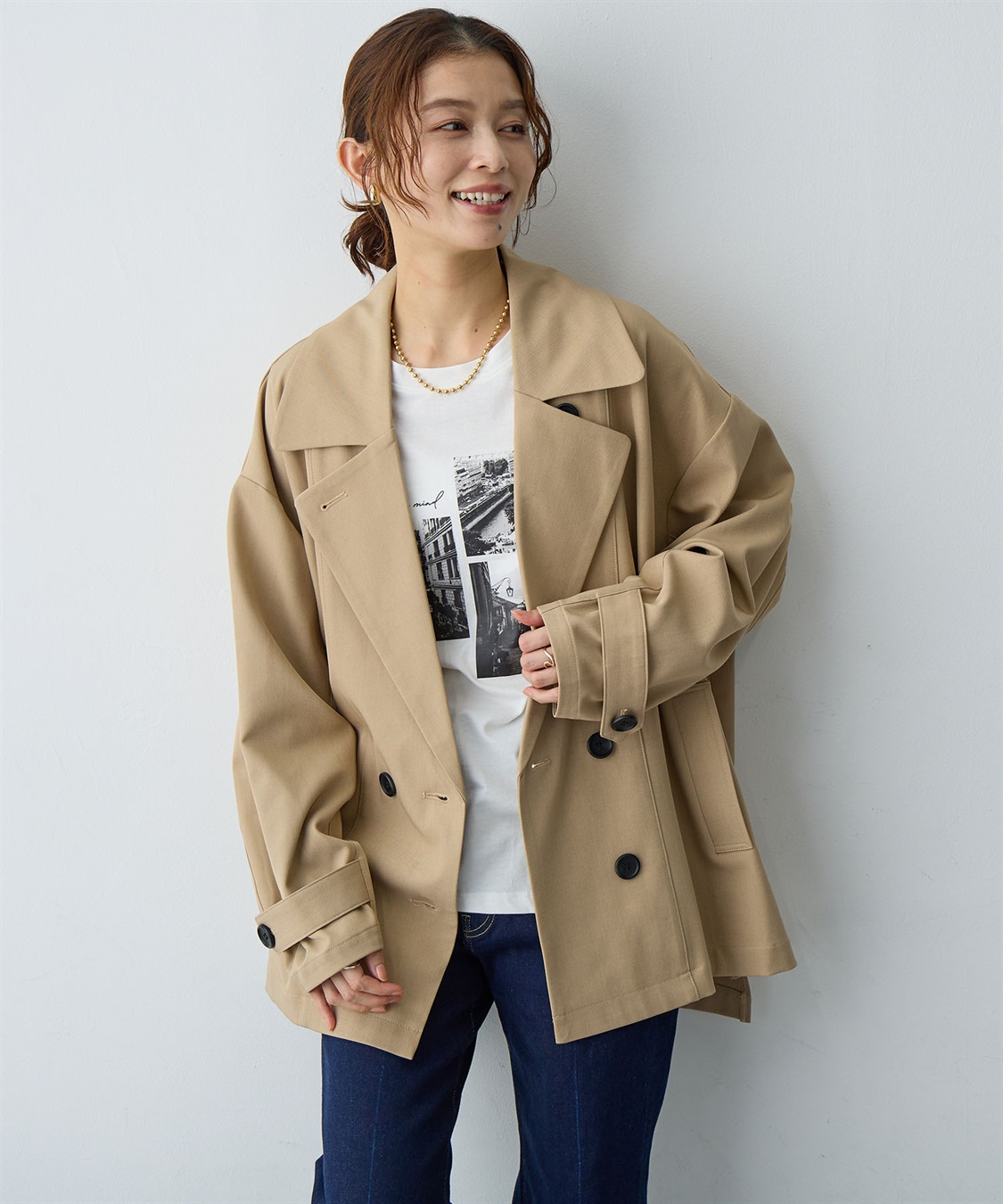 Life Style by cross marche 【anyfee/大きいサイズ】トレンチライクショートブルゾン_sub_13