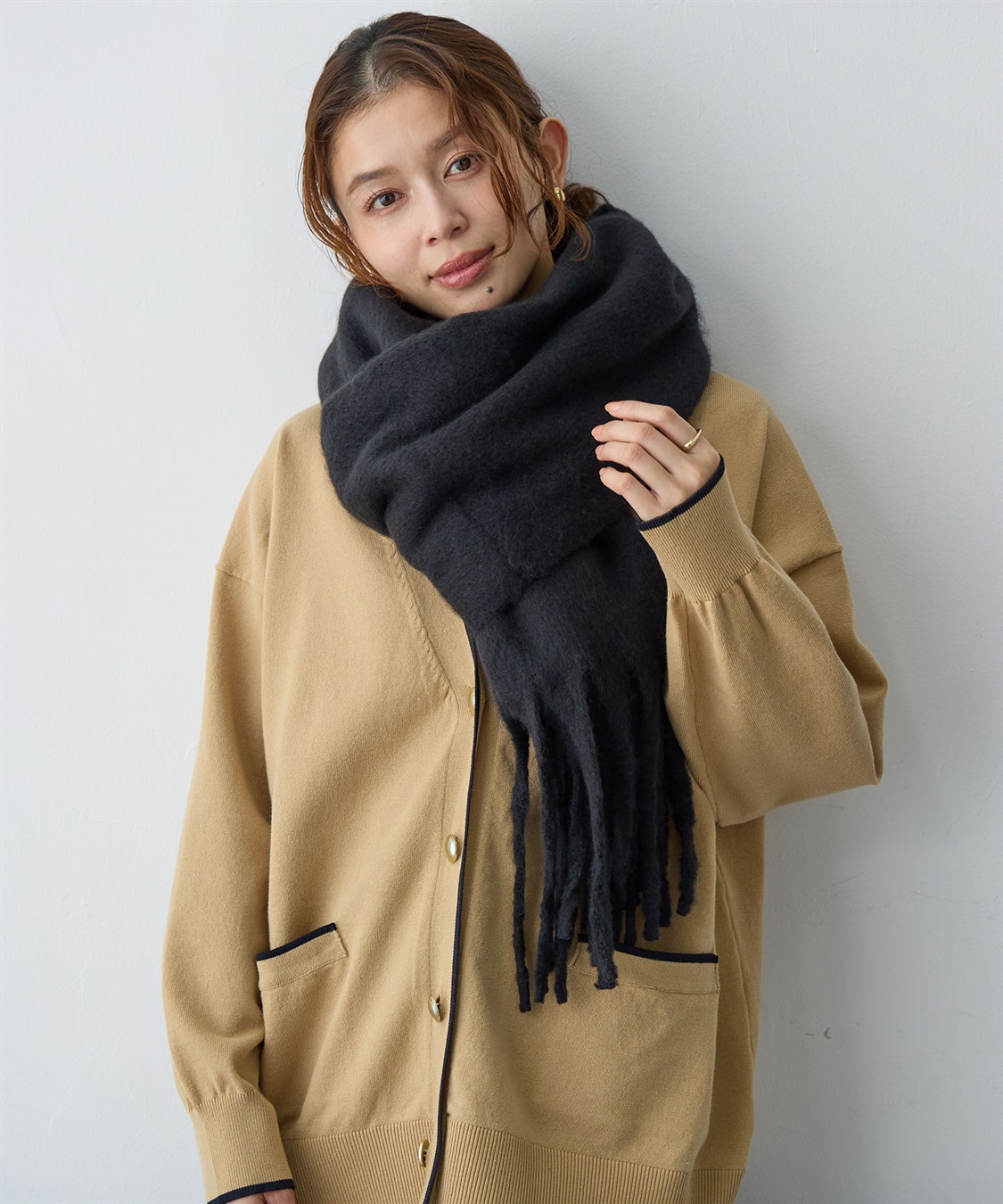 anyfee 【anyfee/大きいサイズ】ボリュームフリンジマフラー（2025AW)_sub_1