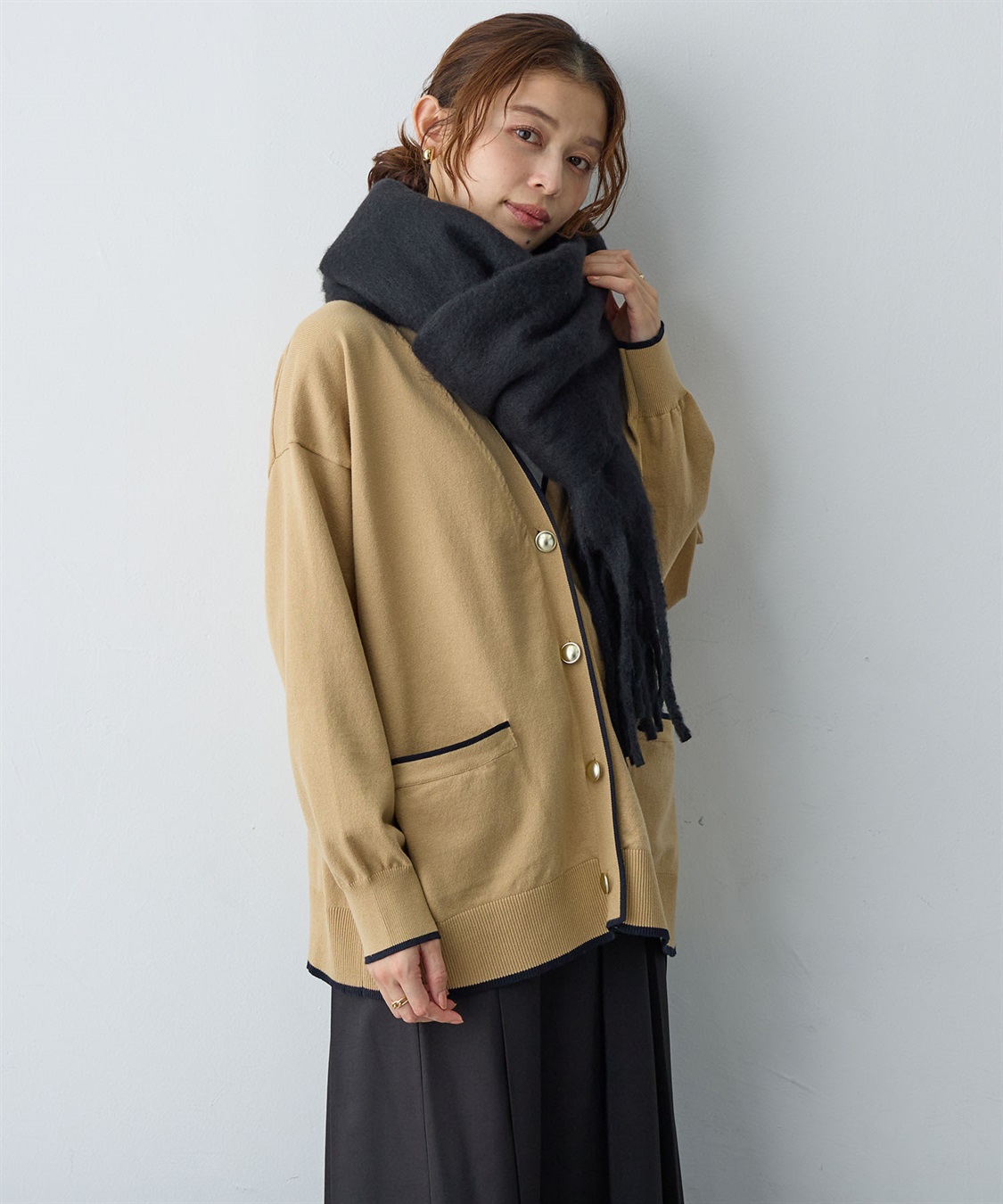 anyfee 【anyfee/大きいサイズ】ボリュームフリンジマフラー（2025AW)_sub_15