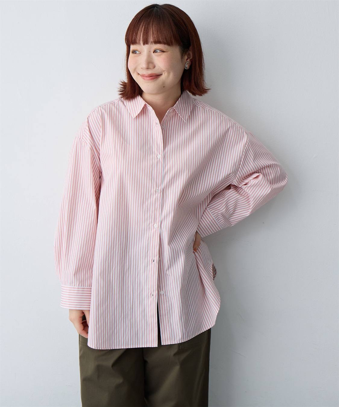 anyfee 【anyfee/大きいサイズ】リラックスフィットストライプ柄レギュラーシャツ/チュニック_sub_1