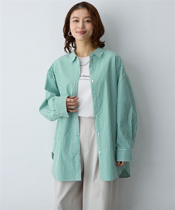anyfee 【anyfee/大きいサイズ】リラックスフィットストライプ柄レギュラーシャツ/チュニック_subthumb_2