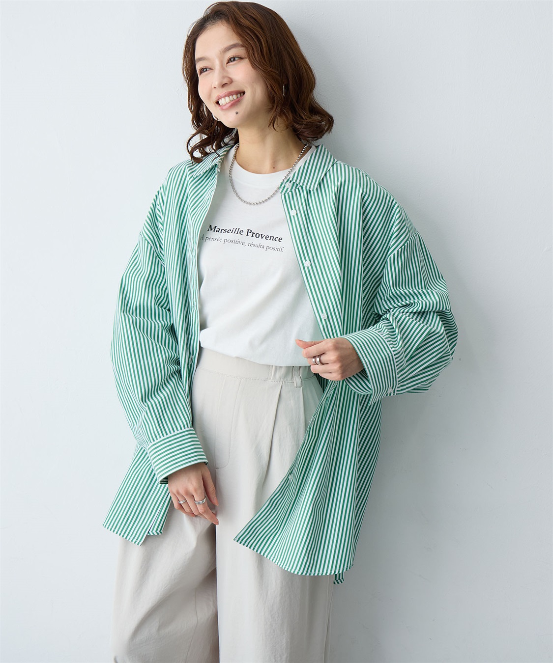 anyfee 【anyfee/大きいサイズ】リラックスフィットストライプ柄レギュラーシャツ/チュニック_sub_3