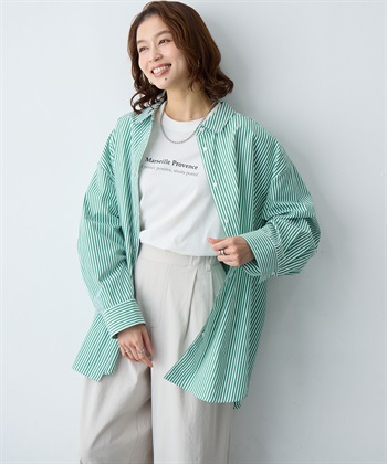 anyfee 【anyfee/大きいサイズ】リラックスフィットストライプ柄レギュラーシャツ/チュニック_subthumb_3