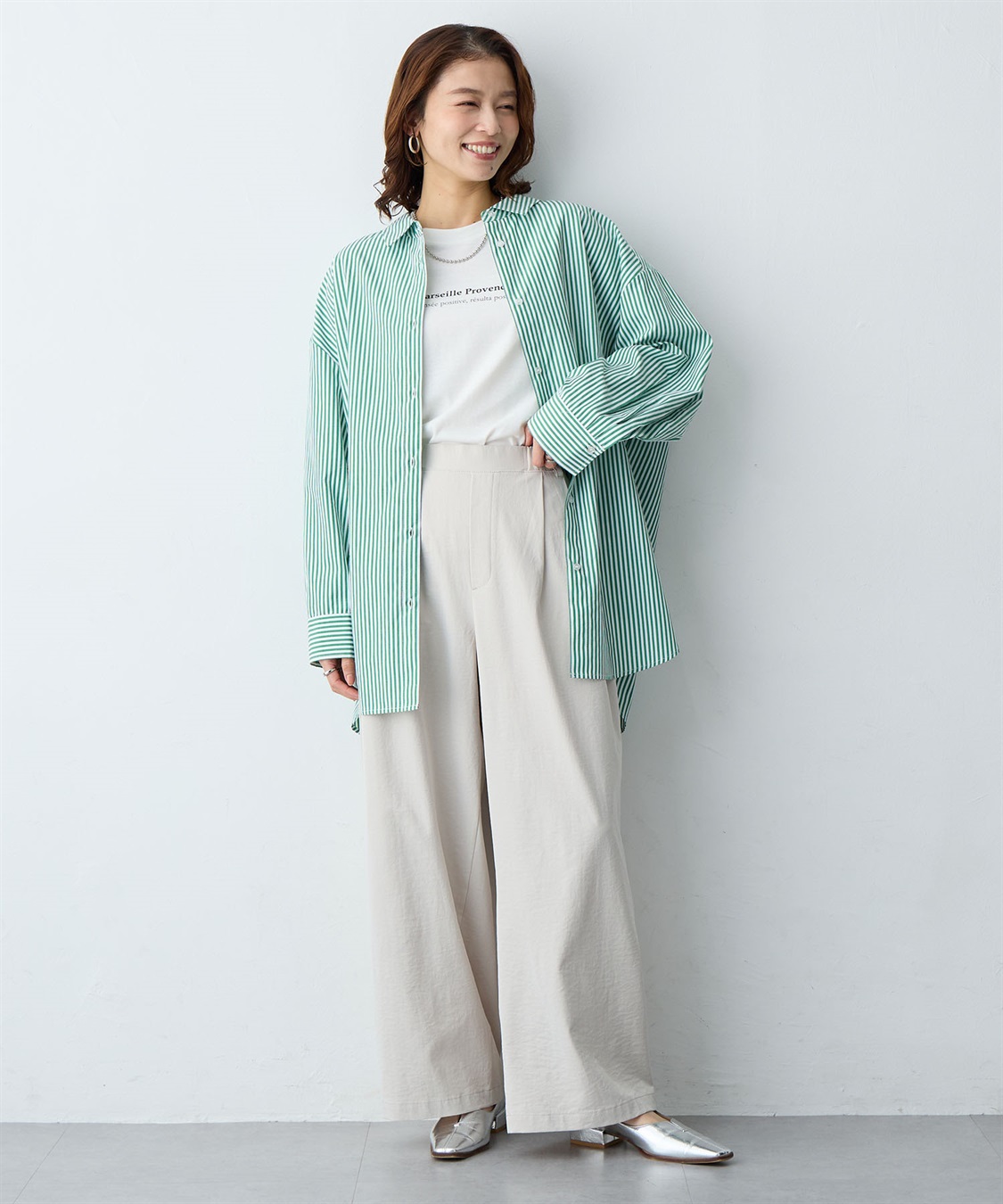 anyfee 【anyfee/大きいサイズ】リラックスフィットストライプ柄レギュラーシャツ/チュニック_sub_6