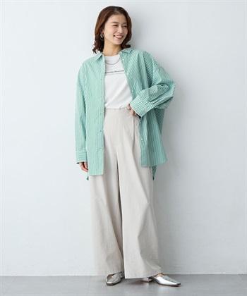 anyfee 【anyfee/大きいサイズ】リラックスフィットストライプ柄レギュラーシャツ/チュニック_subthumb_6