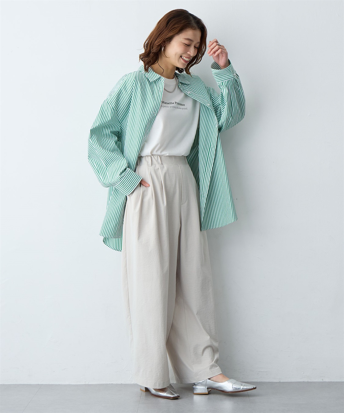 anyfee 【anyfee/大きいサイズ】リラックスフィットストライプ柄レギュラーシャツ/チュニック_sub_7