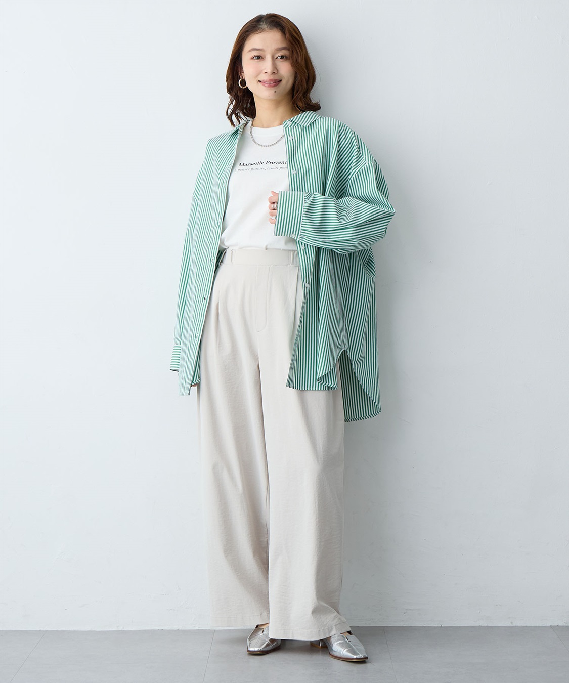 anyfee 【anyfee/大きいサイズ】リラックスフィットストライプ柄レギュラーシャツ/チュニック_sub_8