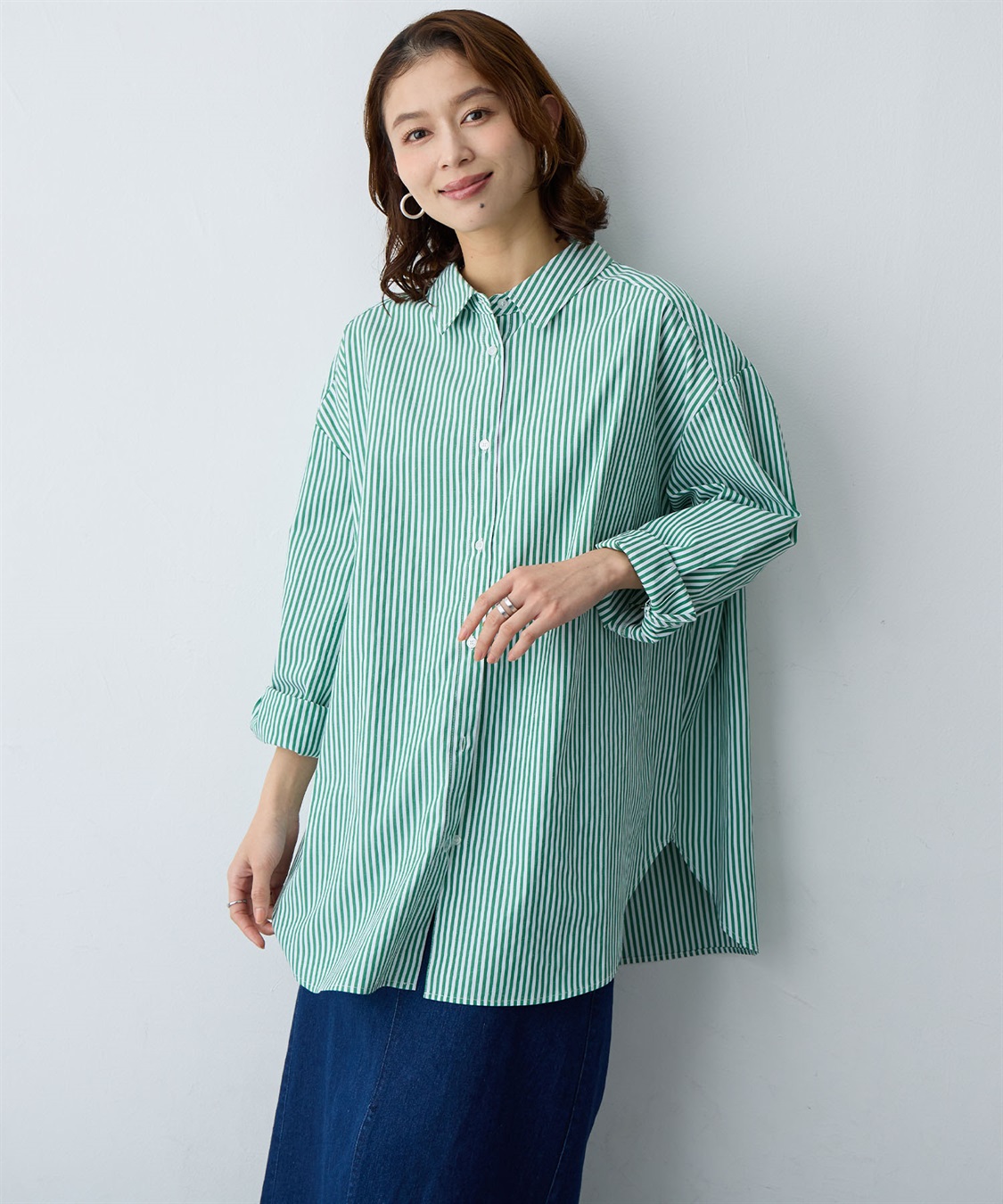 anyfee 【anyfee/大きいサイズ】リラックスフィットストライプ柄レギュラーシャツ/チュニック_sub_9