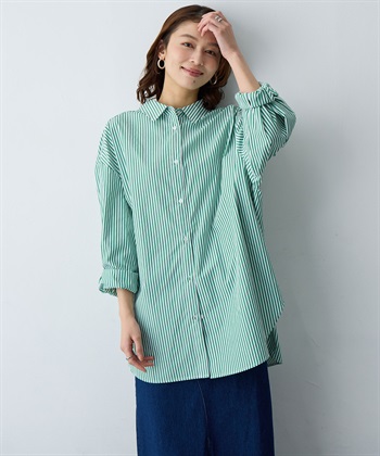 anyfee 【anyfee/大きいサイズ】リラックスフィットストライプ柄レギュラーシャツ/チュニック_subthumb_10