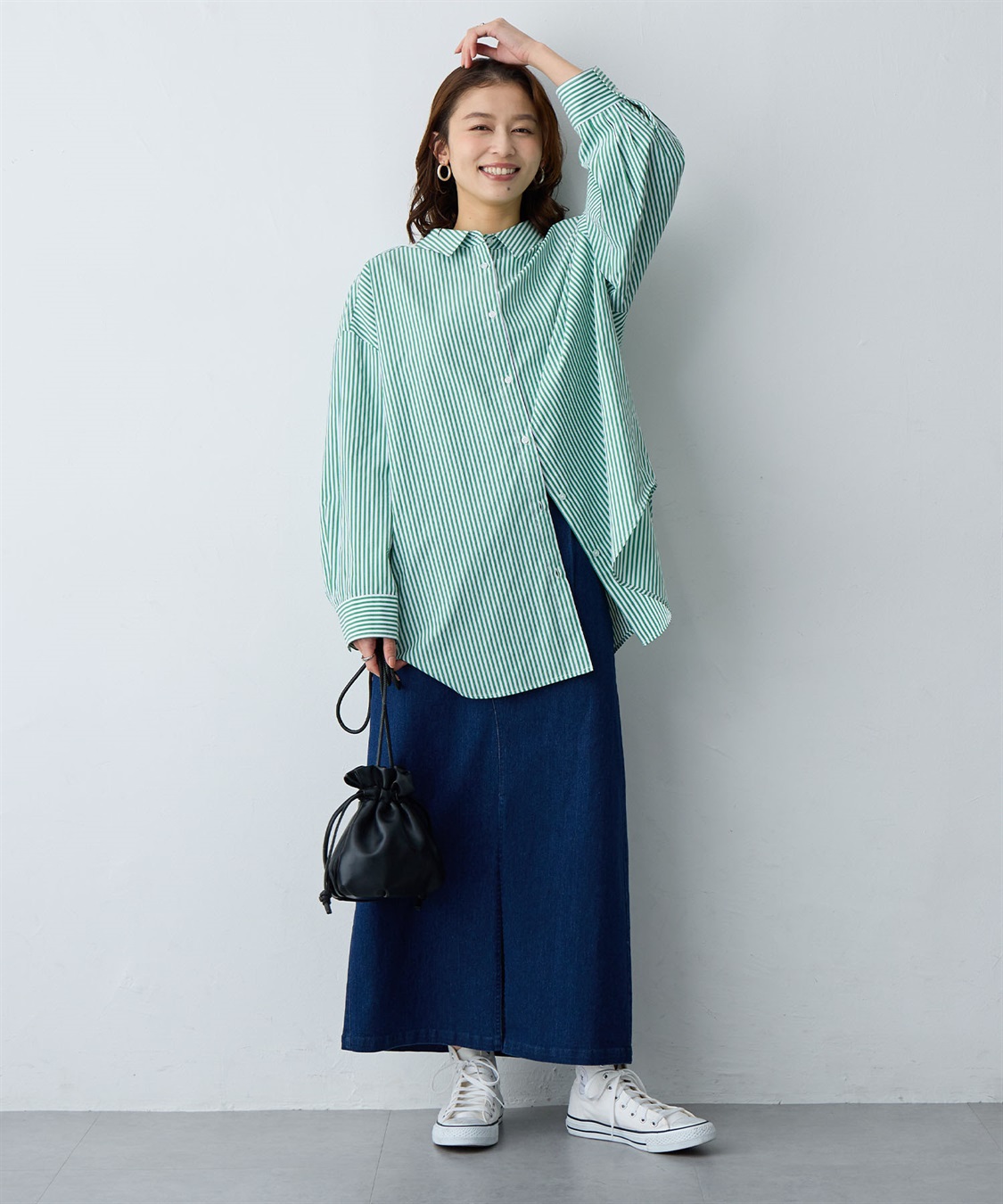 anyfee 【anyfee/大きいサイズ】リラックスフィットストライプ柄レギュラーシャツ/チュニック_sub_16