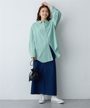 anyfee 【anyfee/大きいサイズ】リラックスフィットストライプ柄レギュラーシャツ/チュニック_subthumb_16