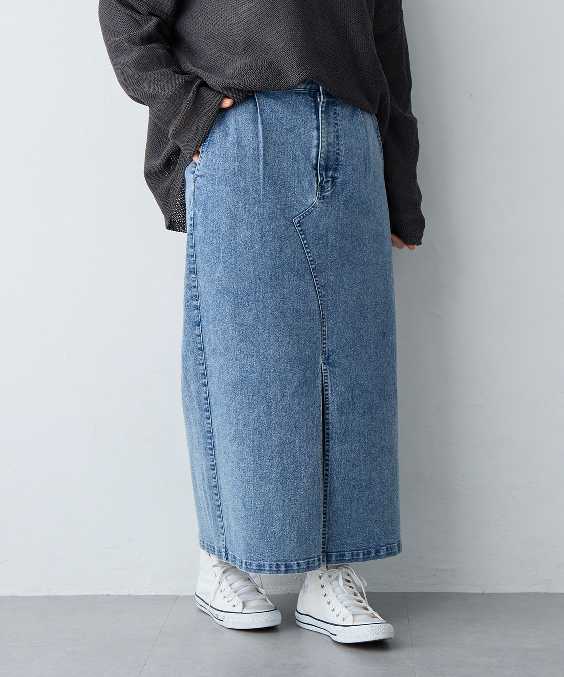 anyfee 【anyfee/大きいサイズ】フロントスリットデニムスカート(2026SS)_sub_1