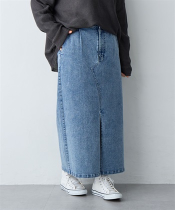 anyfee 【anyfee/大きいサイズ】フロントスリットデニムスカート(2026SS)_subthumb_1