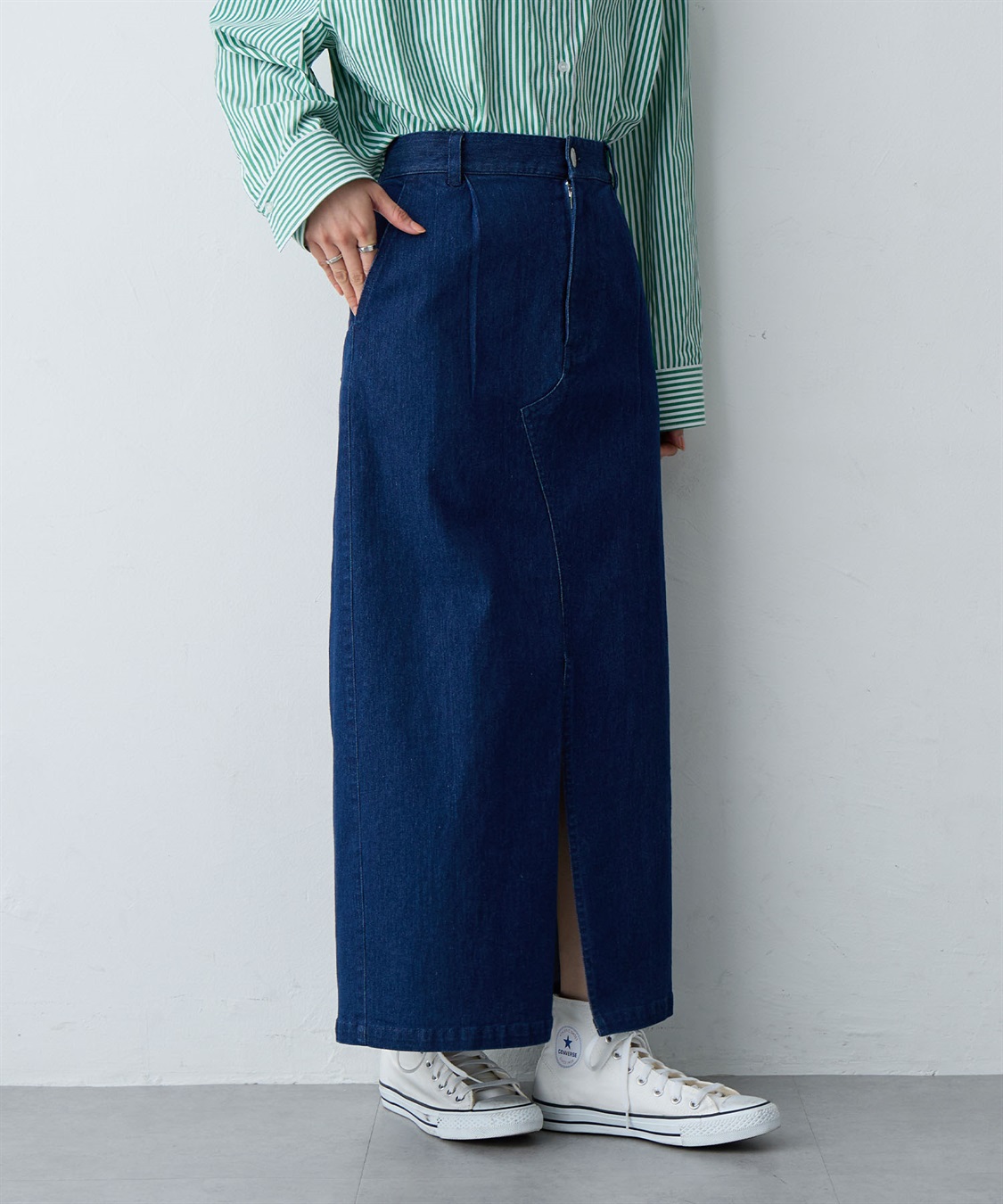 anyfee 【anyfee/大きいサイズ】フロントスリットデニムスカート(2026SS)_sub_3