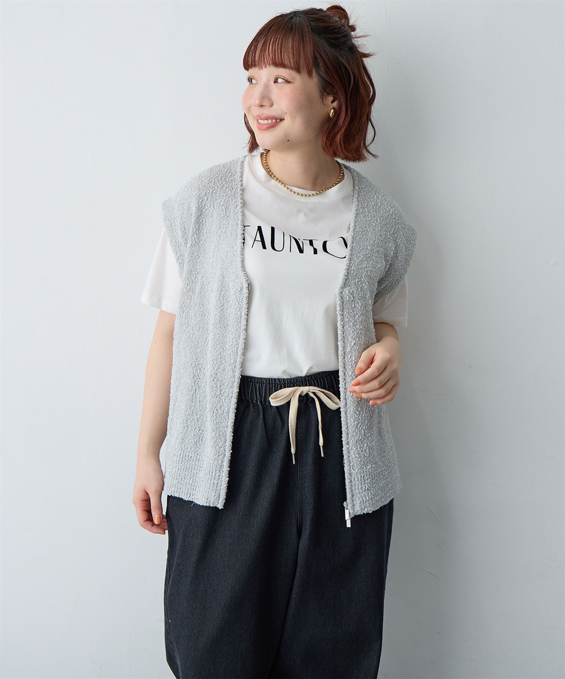 anyfee 【anyfee/大きいサイズ】ダブルジップVネックベスト(2026SS)_sub_1