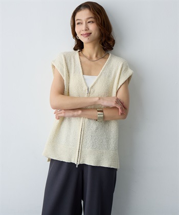 anyfee 【anyfee/大きいサイズ】ダブルジップVネックベスト(2026SS)_subthumb_2