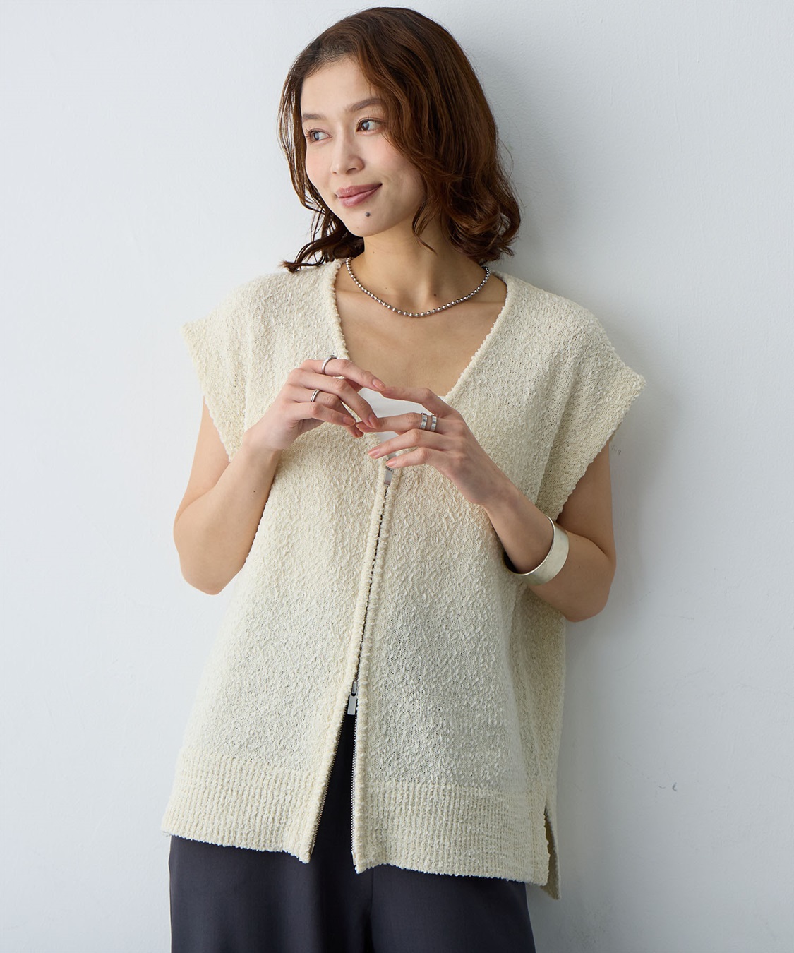 anyfee 【anyfee/大きいサイズ】ダブルジップVネックベスト(2026SS)_sub_6