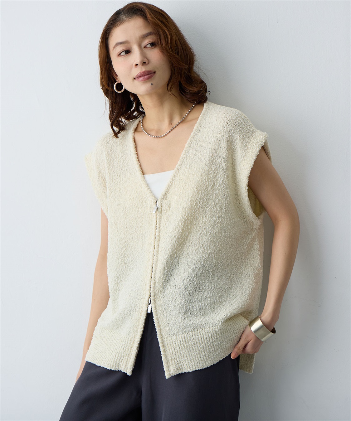 anyfee 【anyfee/大きいサイズ】ダブルジップVネックベスト(2026SS)_sub_8
