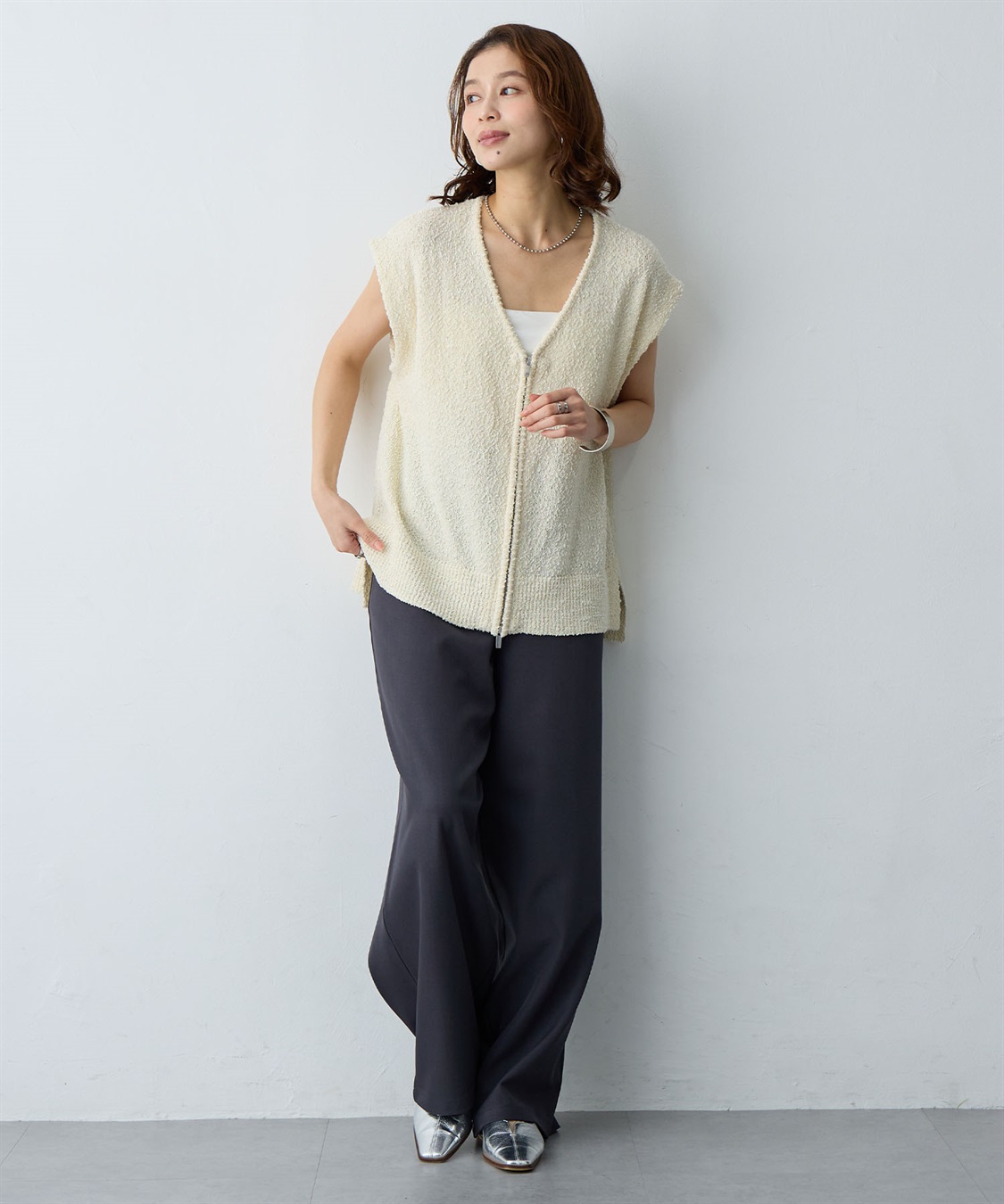 anyfee 【anyfee/大きいサイズ】ダブルジップVネックベスト(2026SS)_sub_11