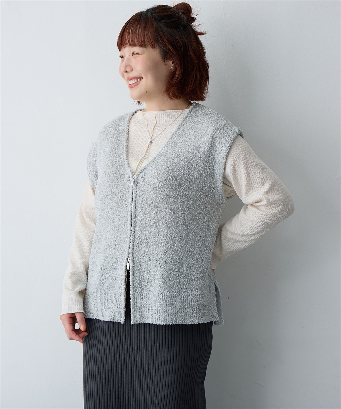 anyfee 【anyfee/大きいサイズ】ダブルジップVネックベスト(2026SS)_sub_20