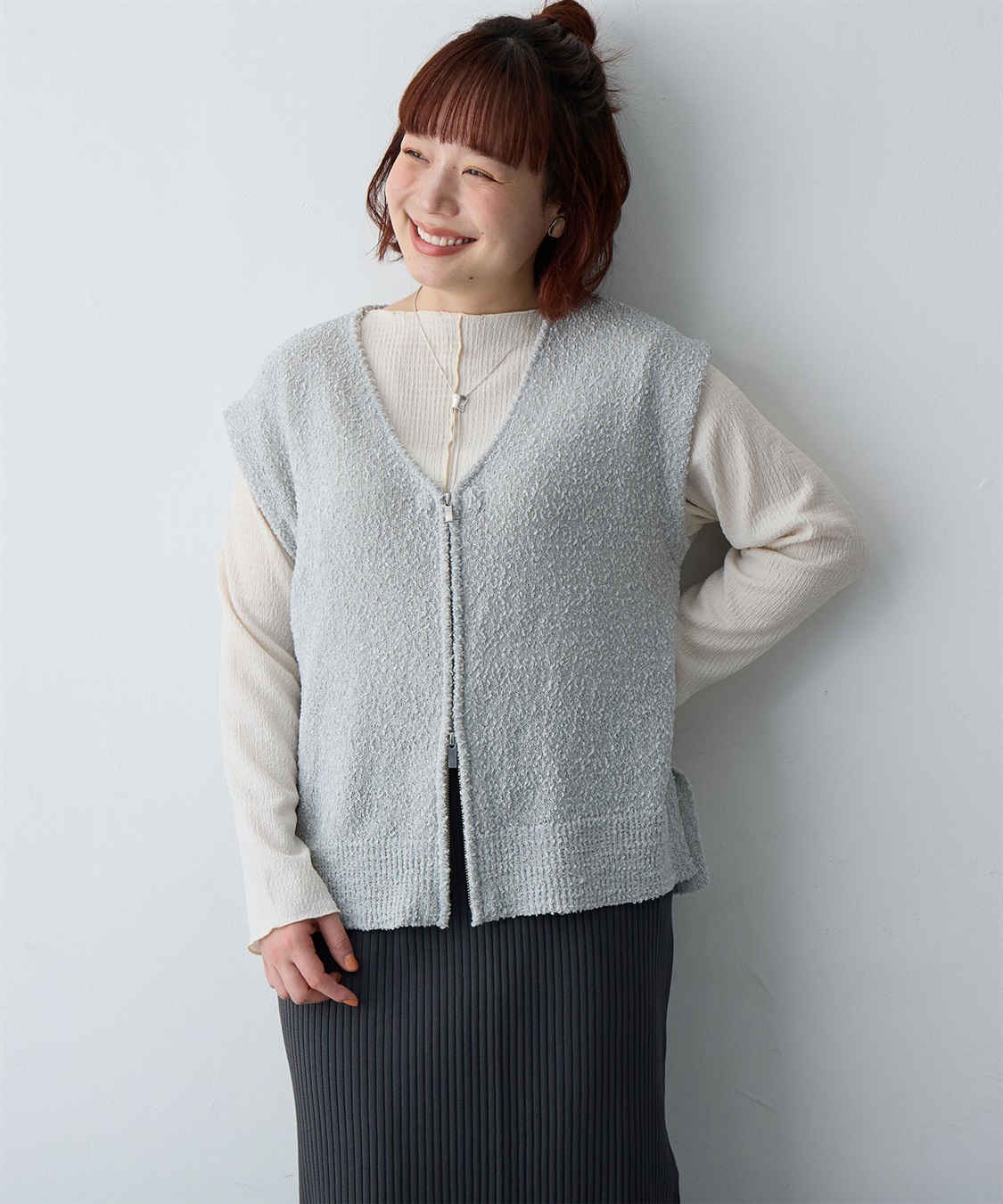 anyfee 【anyfee/大きいサイズ】ダブルジップVネックベスト(2026SS)_sub_22