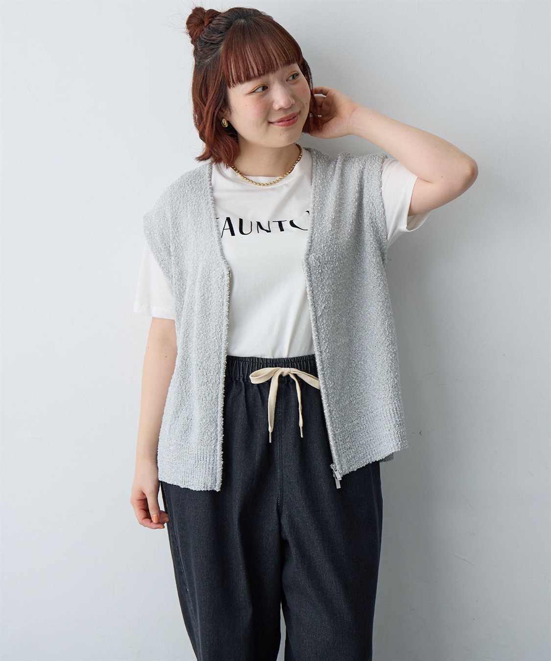 anyfee 【anyfee/大きいサイズ】ダブルジップVネックベスト(2026SS)_sub_23