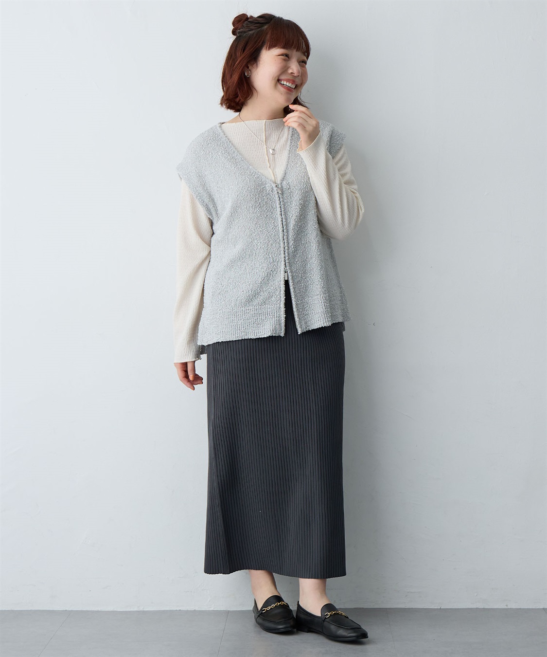 anyfee 【anyfee/大きいサイズ】ダブルジップVネックベスト(2026SS)_sub_28