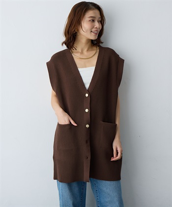 anyfee 【anyfee/大きいサイズ】金釦Vネックニットベスト/チュニック(2026SS)_subthumb_2