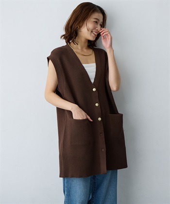 anyfee 【anyfee/大きいサイズ】金釦Vネックニットベスト/チュニック(2026SS)_subthumb_3