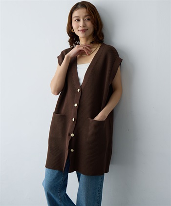 anyfee 【anyfee/大きいサイズ】金釦Vネックニットベスト/チュニック(2026SS)_subthumb_6