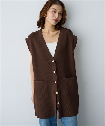 anyfee 【anyfee/大きいサイズ】金釦Vネックニットベスト/チュニック(2026SS)_subthumb_7