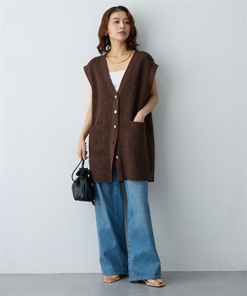 anyfee 【anyfee/大きいサイズ】金釦Vネックニットベスト/チュニック(2026SS)_subthumb_8