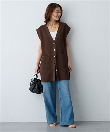 anyfee 【anyfee/大きいサイズ】金釦Vネックニットベスト/チュニック(2026SS)_subthumb_11