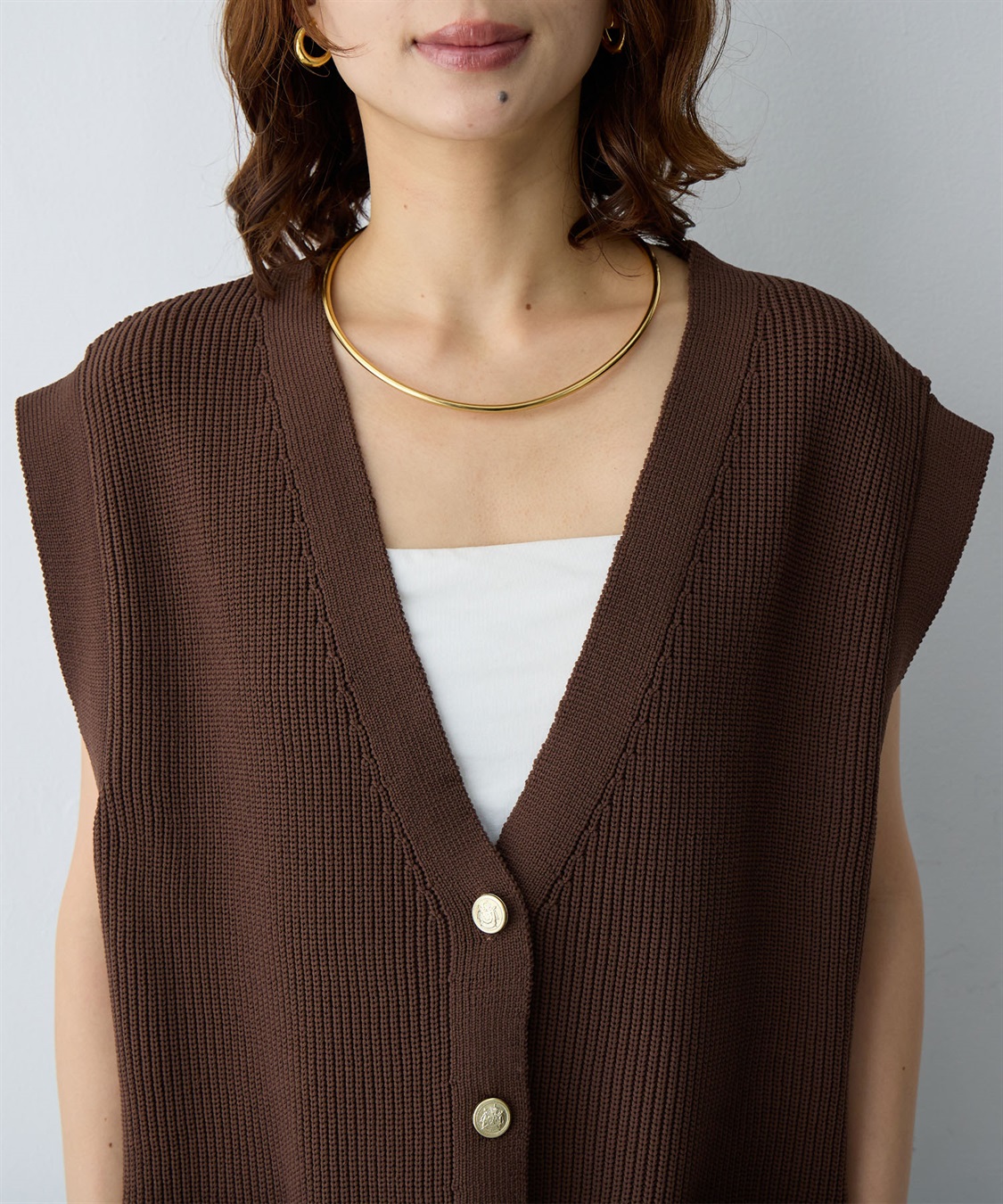 anyfee 【anyfee/大きいサイズ】金釦Vネックニットベスト/チュニック(2026SS)_sub_13