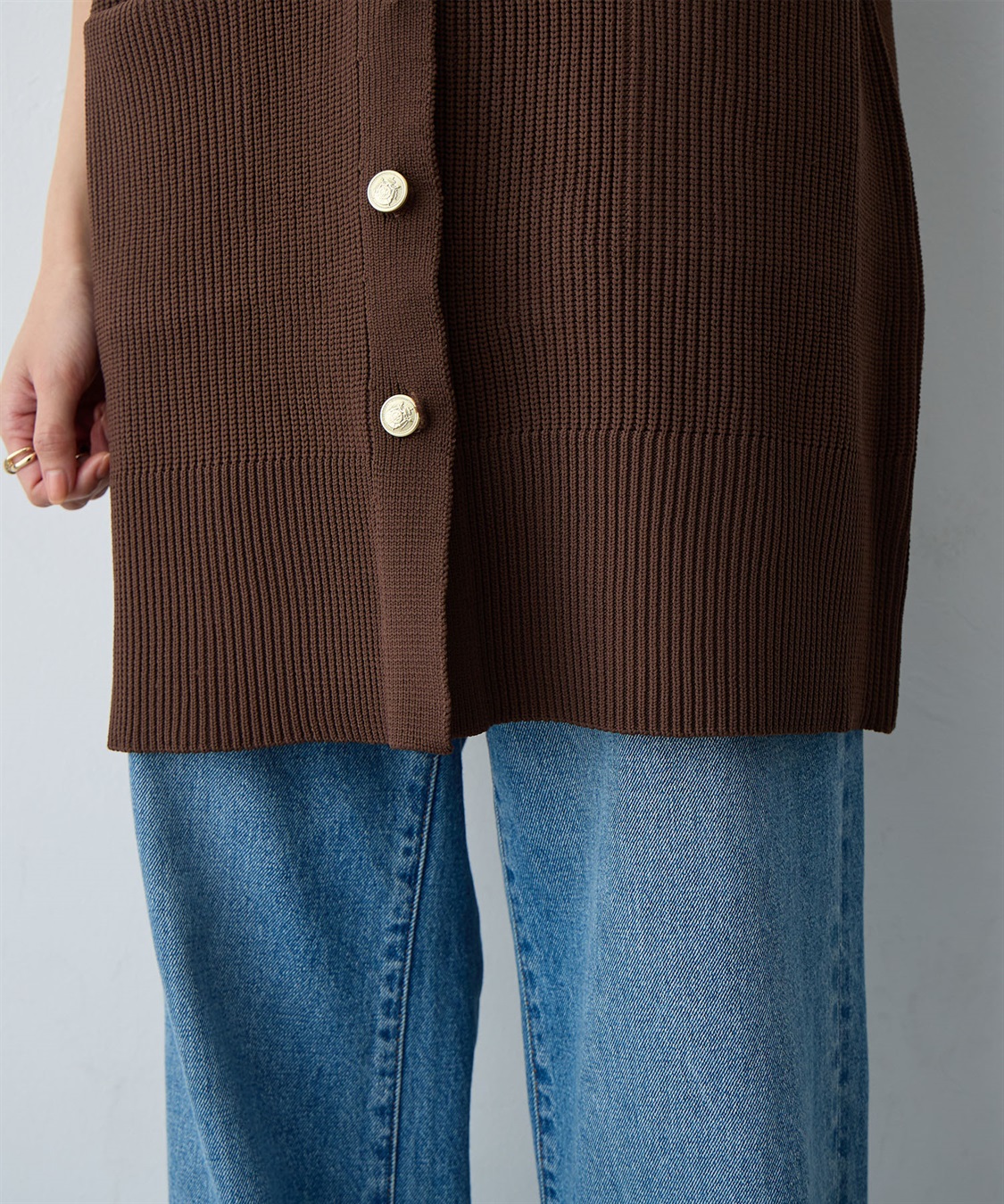 anyfee 【anyfee/大きいサイズ】金釦Vネックニットベスト/チュニック(2026SS)_sub_14