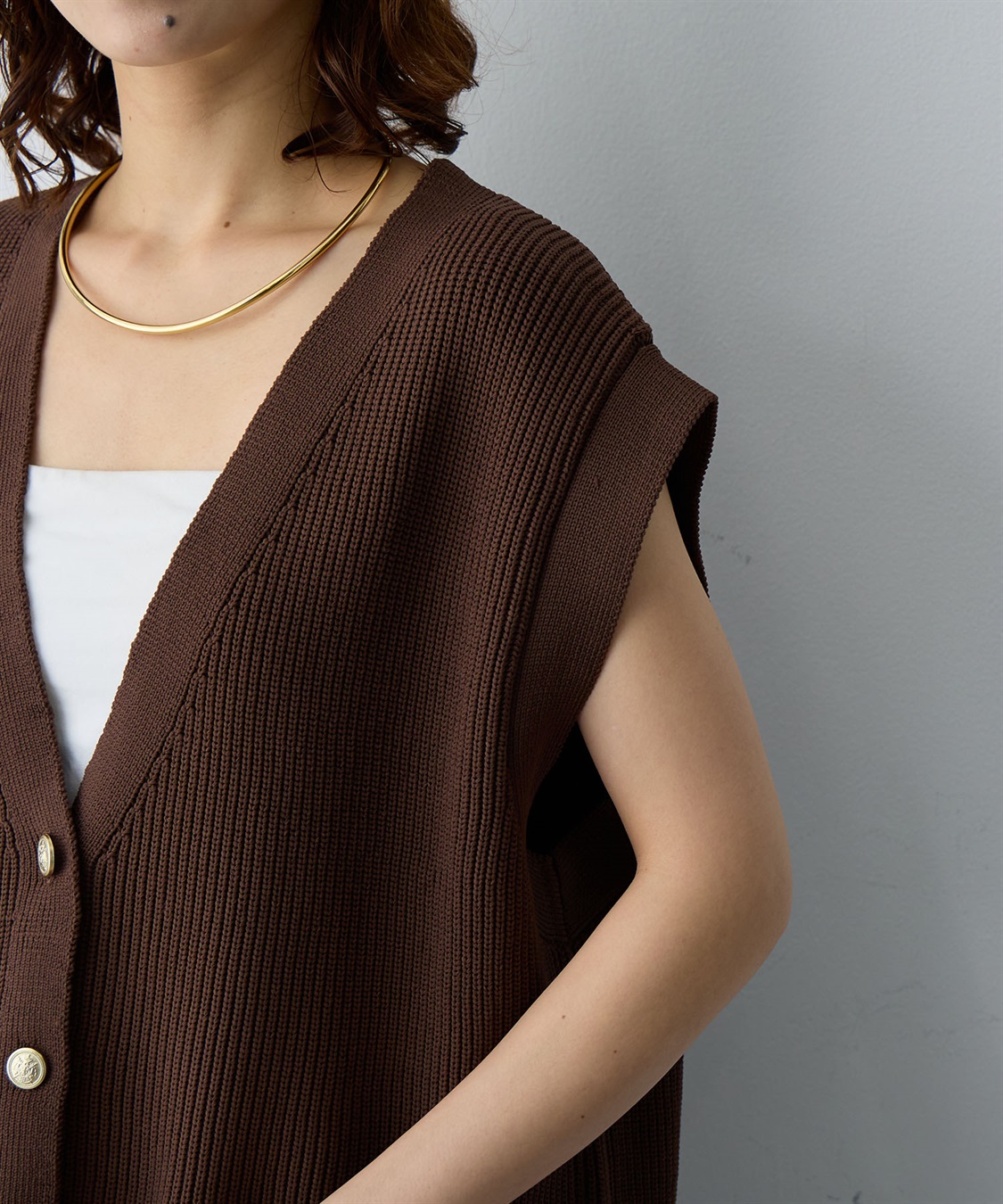 anyfee 【anyfee/大きいサイズ】金釦Vネックニットベスト/チュニック(2026SS)_sub_17