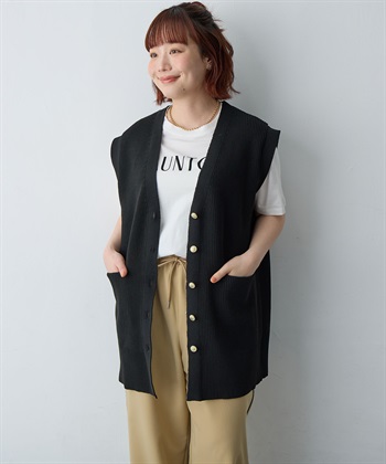 anyfee 【anyfee/大きいサイズ】金釦Vネックニットベスト/チュニック(2026SS)_subthumb_19