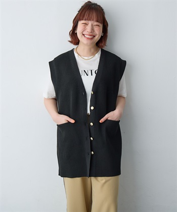 anyfee 【anyfee/大きいサイズ】金釦Vネックニットベスト/チュニック(2026SS)_subthumb_20