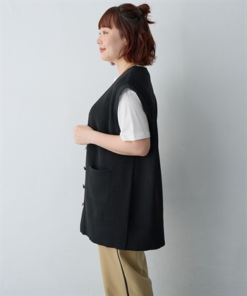 anyfee 【anyfee/大きいサイズ】金釦Vネックニットベスト/チュニック(2026SS)_subthumb_22