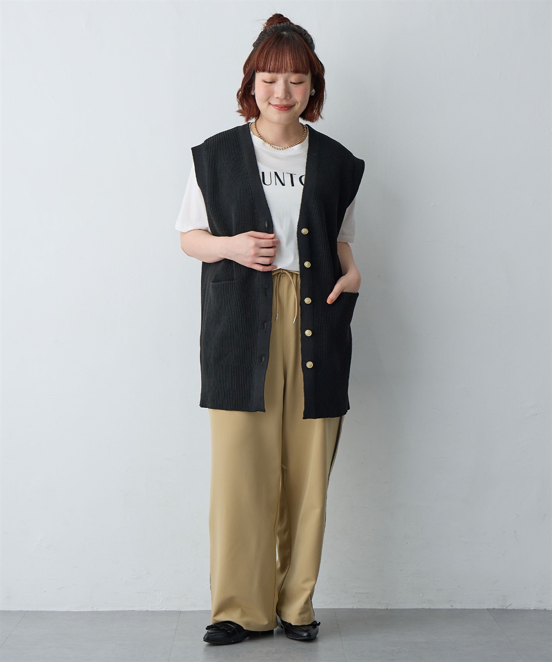 anyfee 【anyfee/大きいサイズ】金釦Vネックニットベスト/チュニック(2026SS)_sub_24