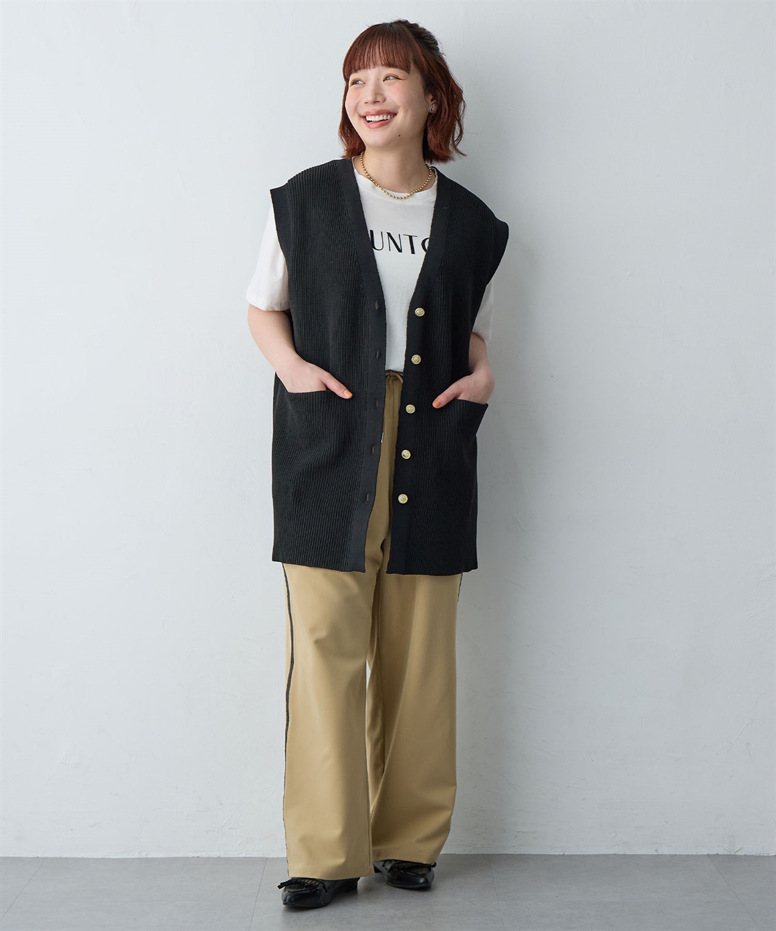 anyfee 【anyfee/大きいサイズ】金釦Vネックニットベスト/チュニック(2026SS)_sub_28