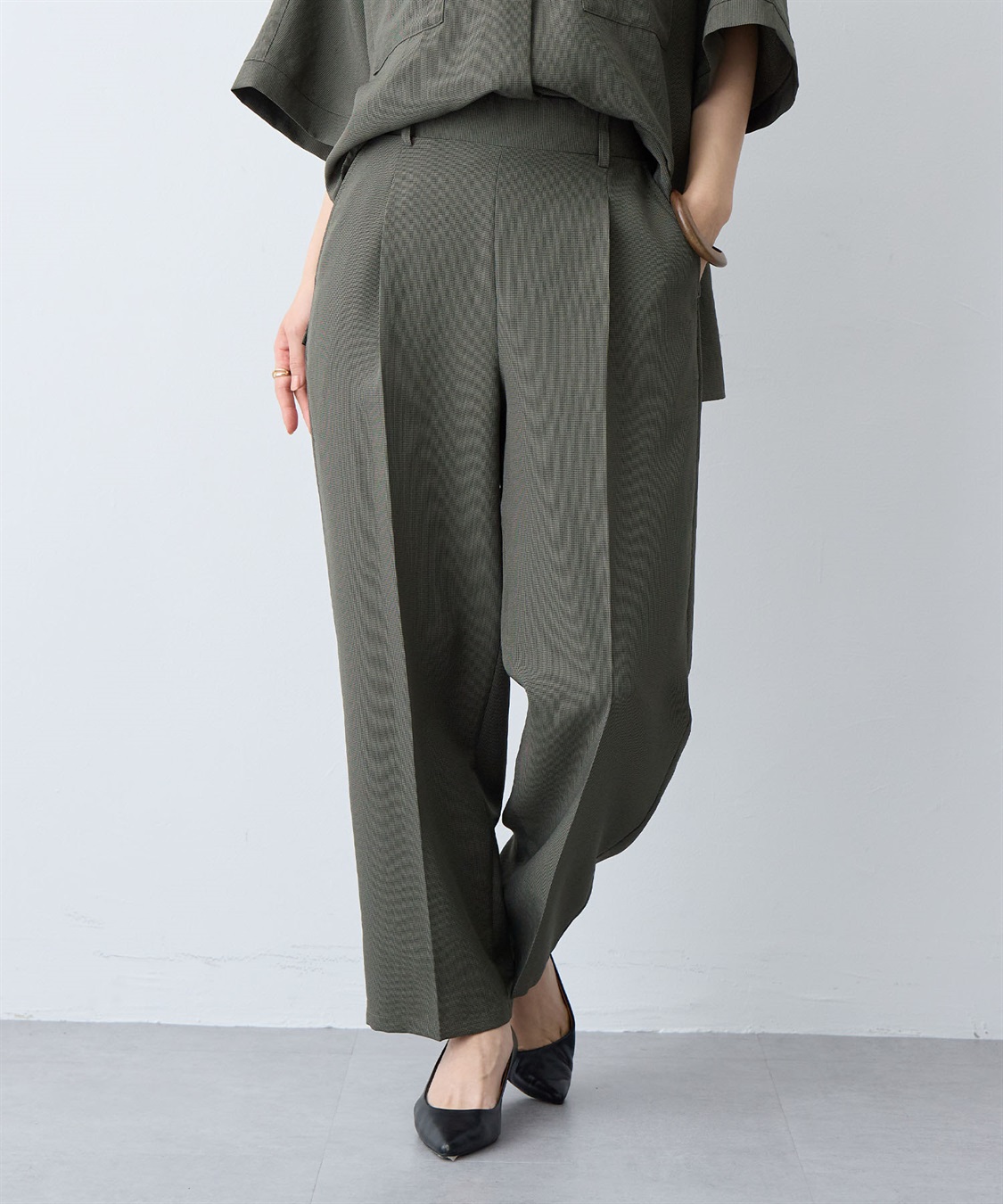 anyfee 【anyfee/大きいサイズ】リネン調テーパードパンツ《接触冷感 ・UVカット・イージーケア 》_sub_1