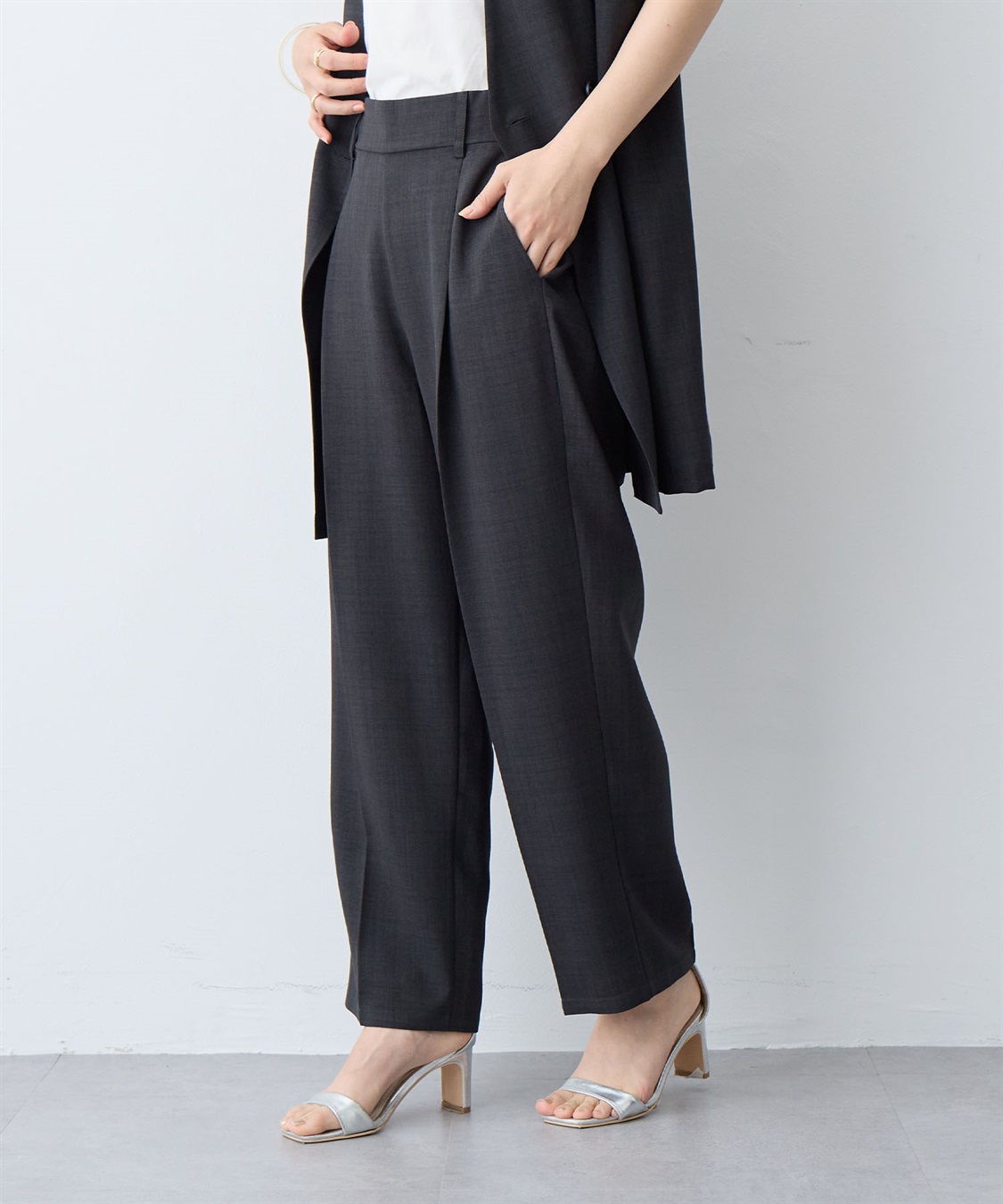 anyfee 【anyfee/大きいサイズ】リネン調テーパードパンツ《接触冷感 ・UVカット・イージーケア 》_sub_4