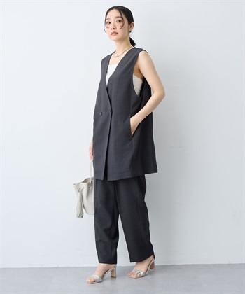 anyfee 【anyfee/大きいサイズ】リネン調テーパードパンツ《接触冷感 ・UVカット・イージーケア 》_subthumb_6