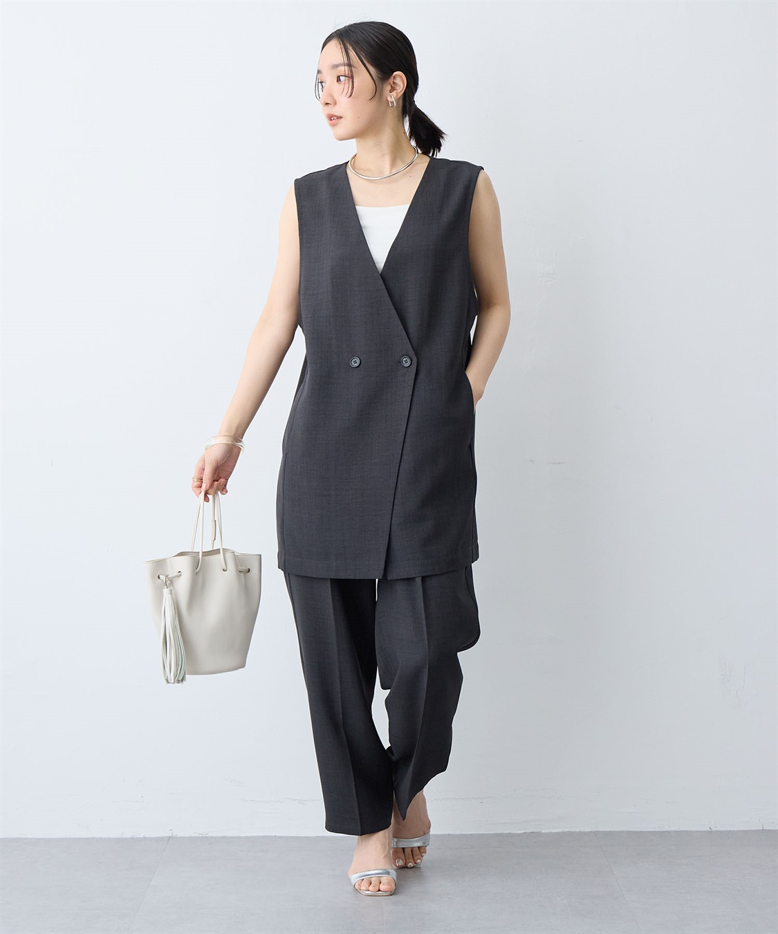 anyfee 【anyfee/大きいサイズ】リネン調テーパードパンツ《接触冷感 ・UVカット・イージーケア 》_sub_7