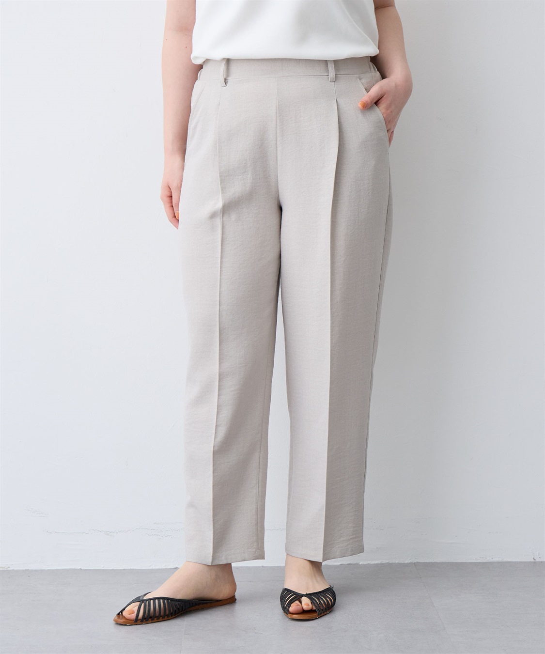 anyfee 【anyfee/大きいサイズ】リネン調テーパードパンツ《接触冷感 ・UVカット・イージーケア 》_sub_19