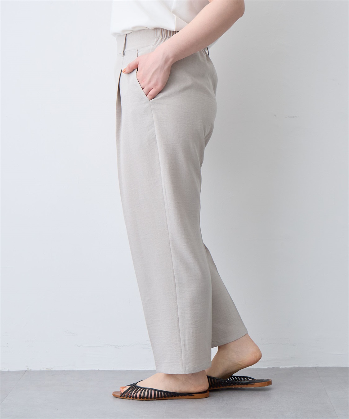 anyfee 【anyfee/大きいサイズ】リネン調テーパードパンツ《接触冷感 ・UVカット・イージーケア 》_sub_20