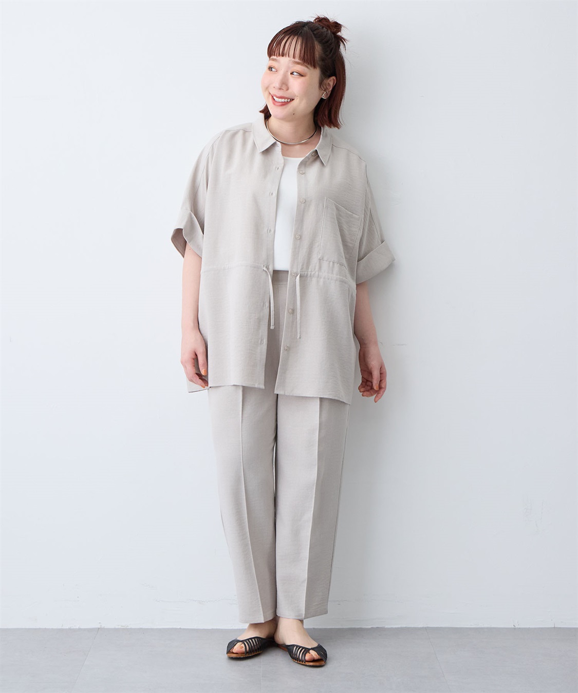 anyfee 【anyfee/大きいサイズ】リネン調テーパードパンツ《接触冷感 ・UVカット・イージーケア 》_sub_21